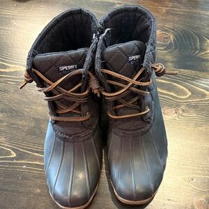 Sperry Black Quilted Waterproof Boots